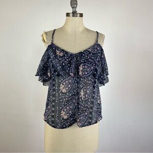 PAIGE Olympia Cold Shoulder 100% Silk Blouse